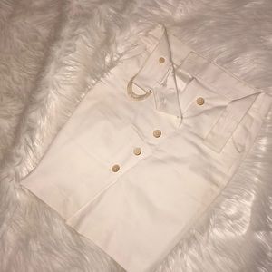 ZARA WHITE SKIRT WITH TAN BUCKLE